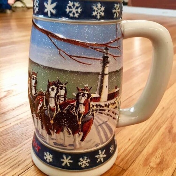 Budweiser VTG 1994 Lighting The Way Christmas Beer Stein Mug Clydesdales Horses - Picture 5 of 10